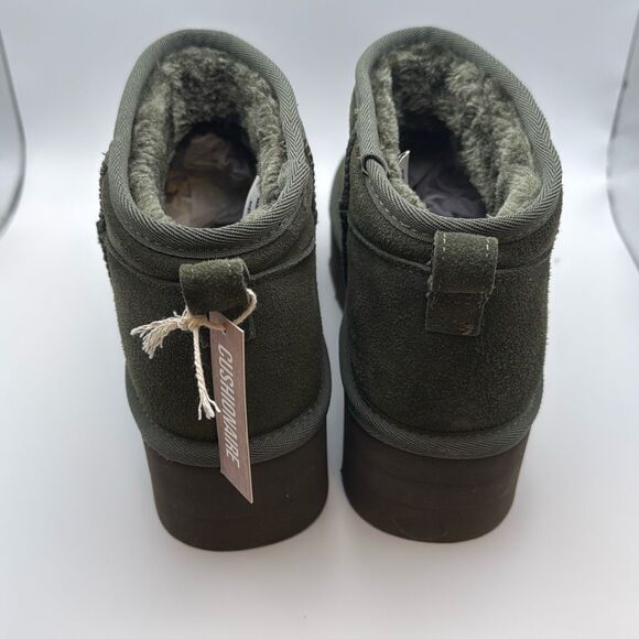 CUSHIONAIRE Cozy Women’s Platform Ankle Boots SIZE 7.5 OLIVE GREEN PREOWNED GREA - Picture 4 of 7